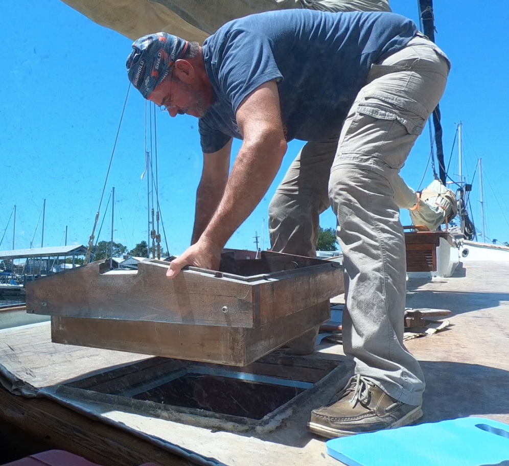 How to remove a deck hatch from a boat.