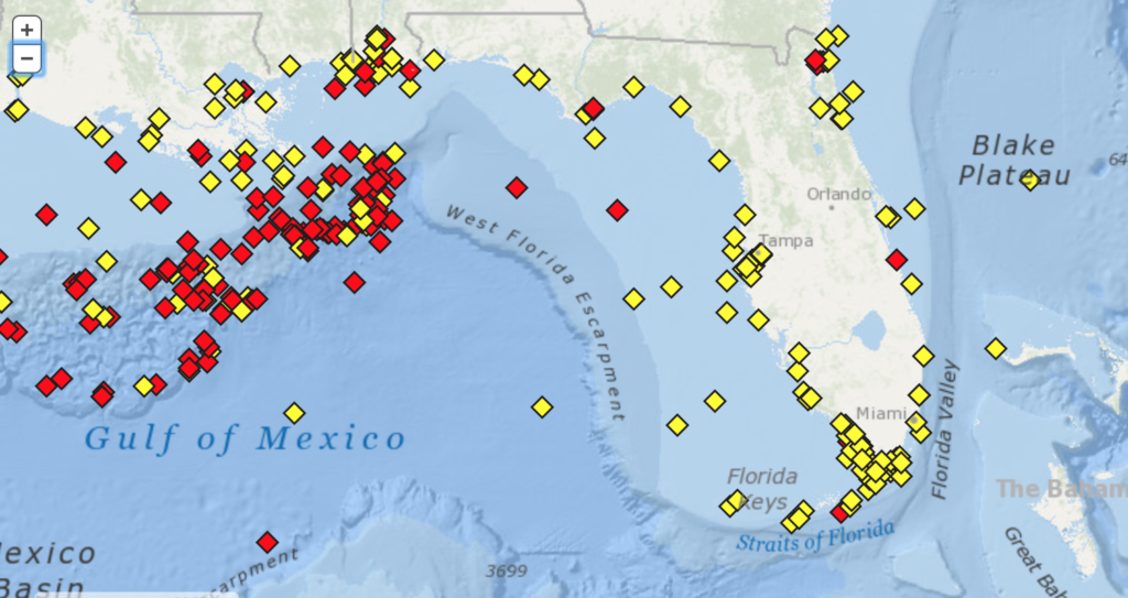 NOAA Gulf of Mexico Buoy Locations, National Buoy Data Center 