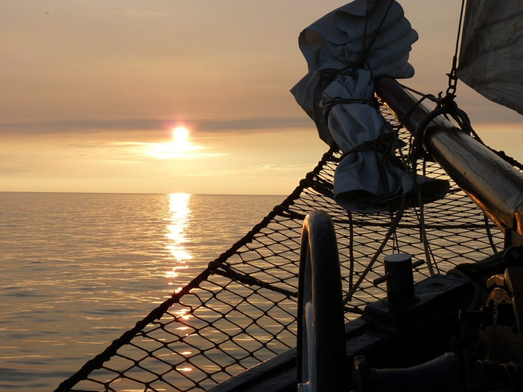 calm sailing East into the Sunrise Gulf of Mexico