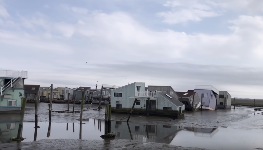 Flooded and sunk homes, Sea Village Marina, Little Egg Harbor New Jersey, Atlantic City